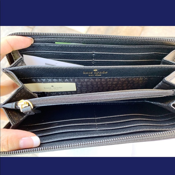 Kate Spade Greta Zip Around Wallet Glitter Black - Picture 6 of 7